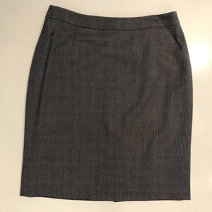 Brooks Brothers Tollegno 1900 Wool Lined Midi Patterned Pencil Skirt Grey Size 8